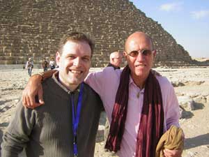 Creighton (left) and Bauval at the Great Pyramid