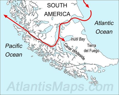 strait of magellan on world map