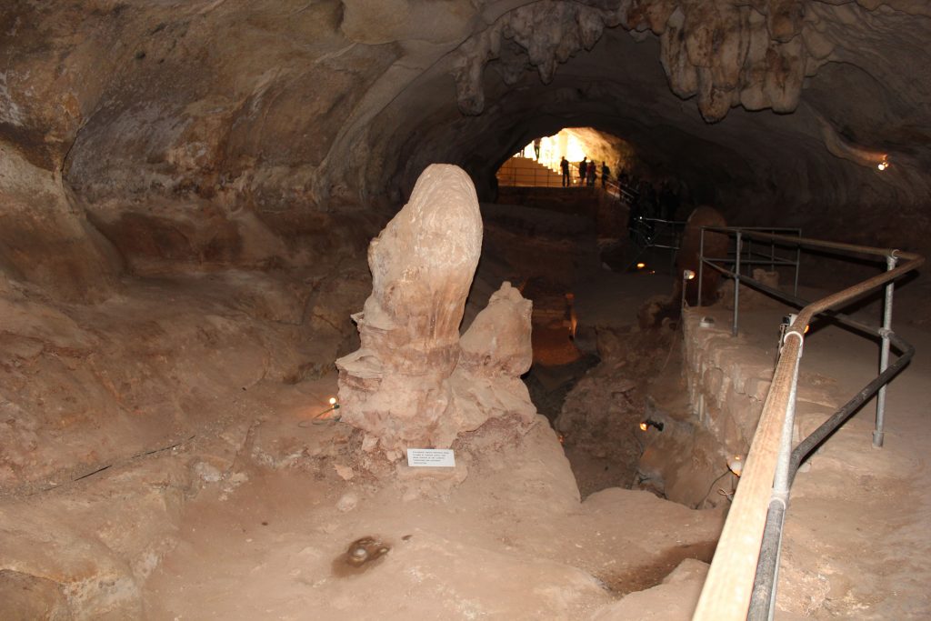 The stalagmitic column in Ghar Dalam close to where the first molars were found